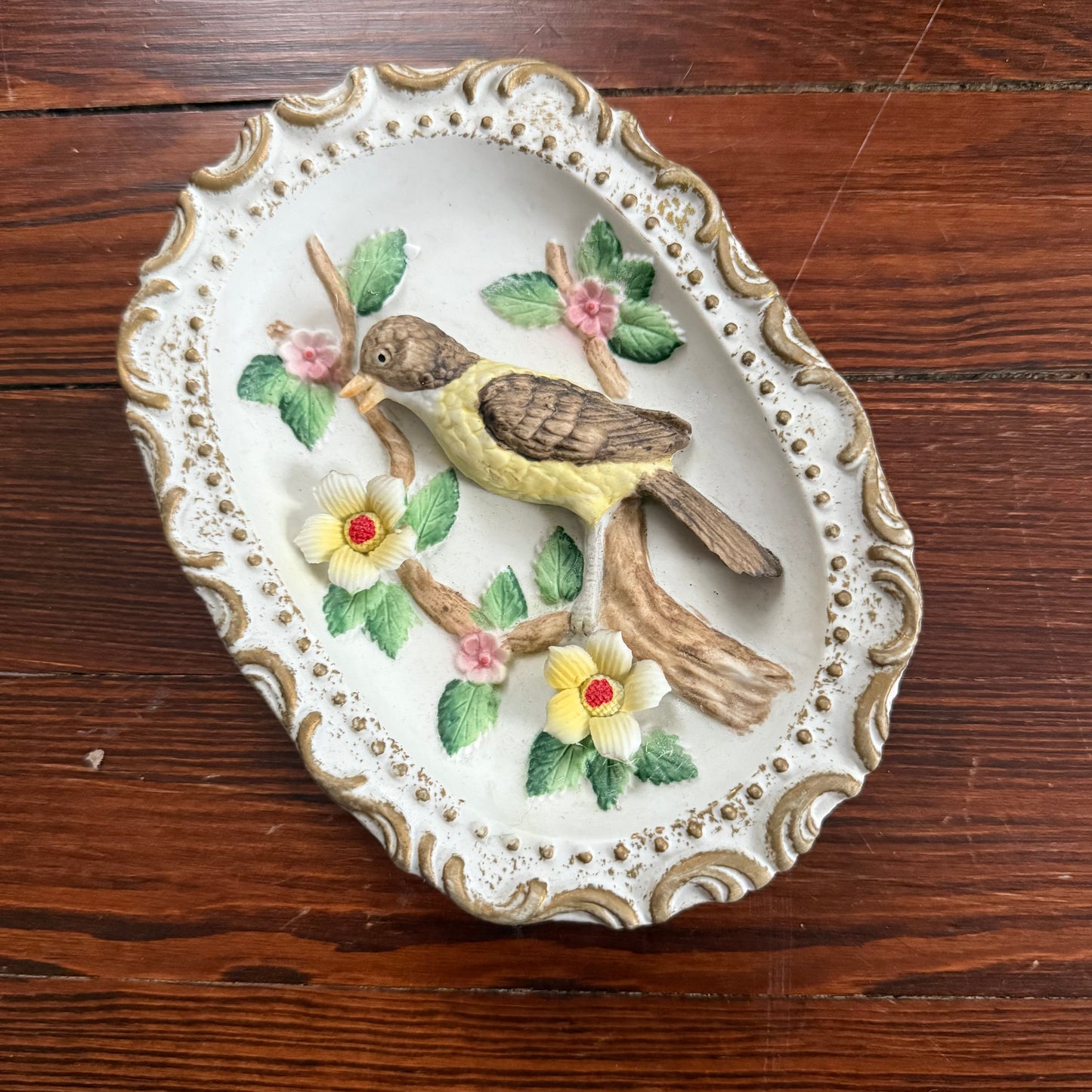 yellow bird ceramic plaque