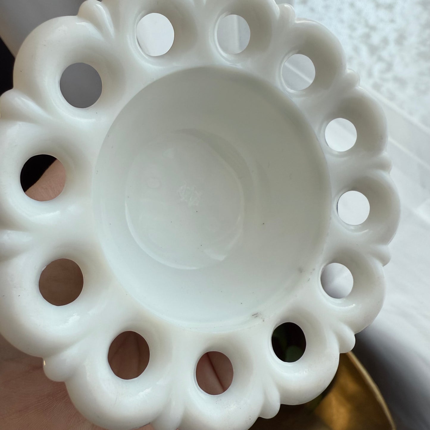 pair of milk glass candle sticks