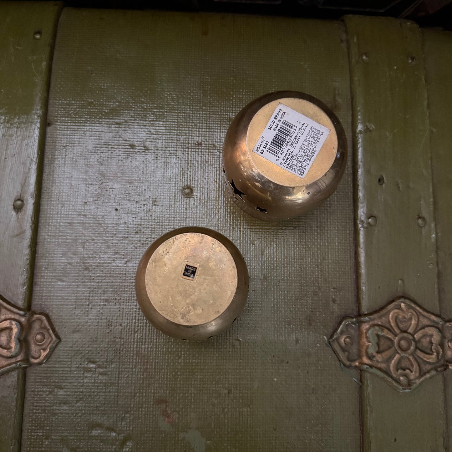 brass star and heart votive holders