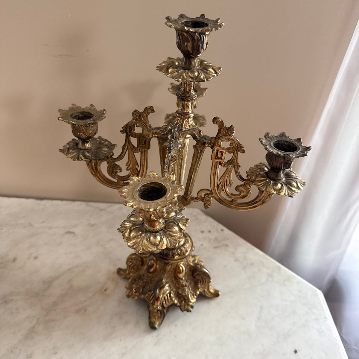 brass 5 arm candelabra
