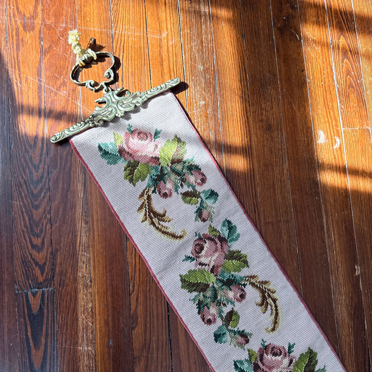 antique needlepoint bell pull