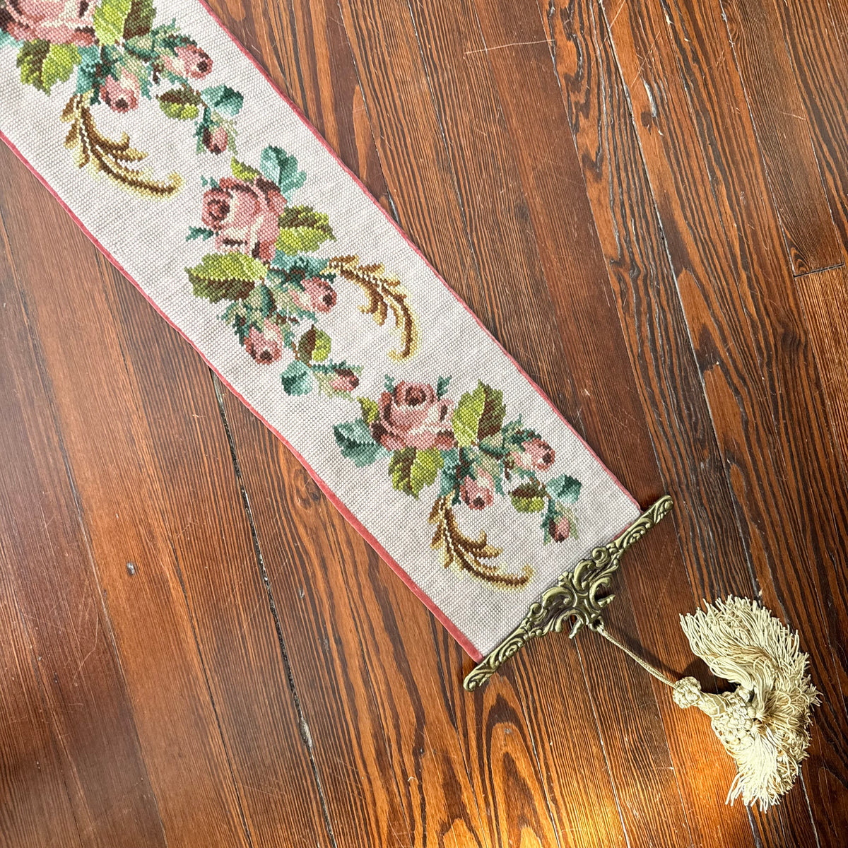 antique needlepoint bell pull