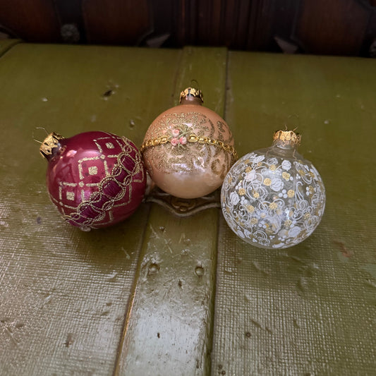 3 vintage glass ornaments