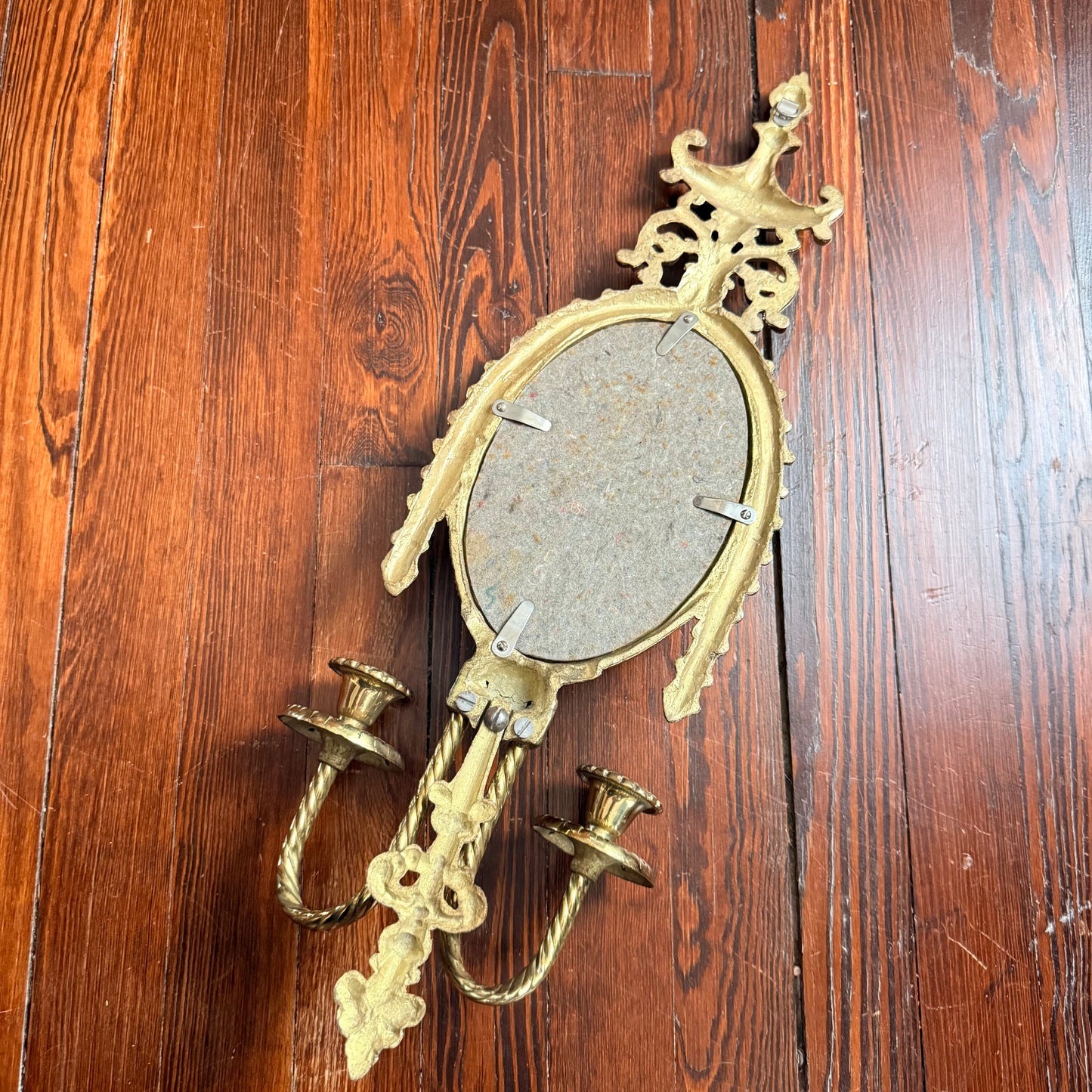 antique brass mirrored sconce