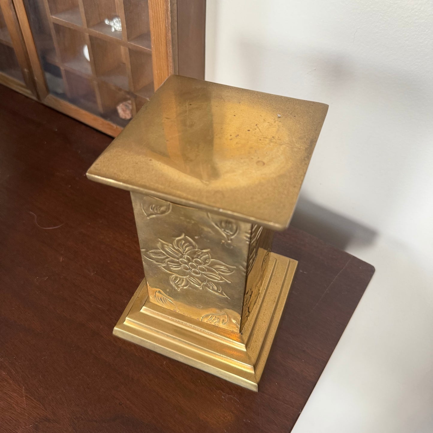 embossed brass pedestal