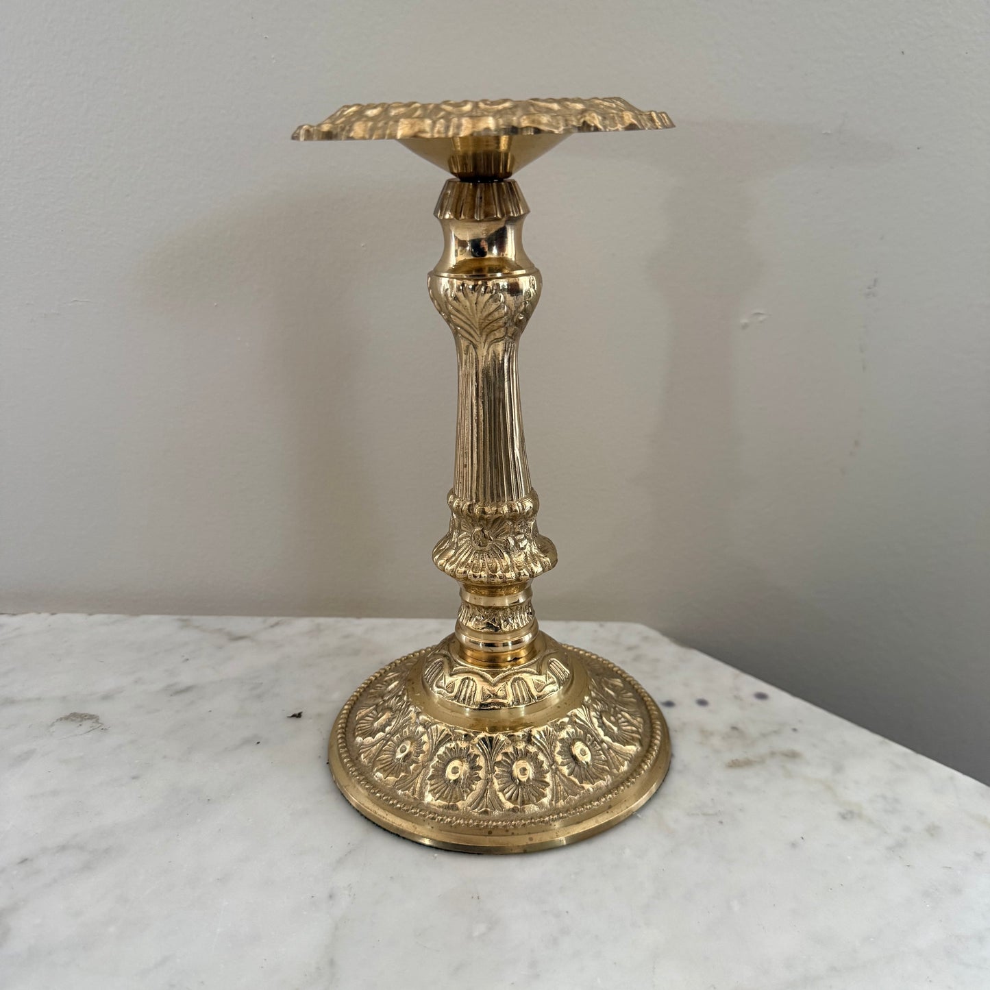 ornate brass pillar candle holder