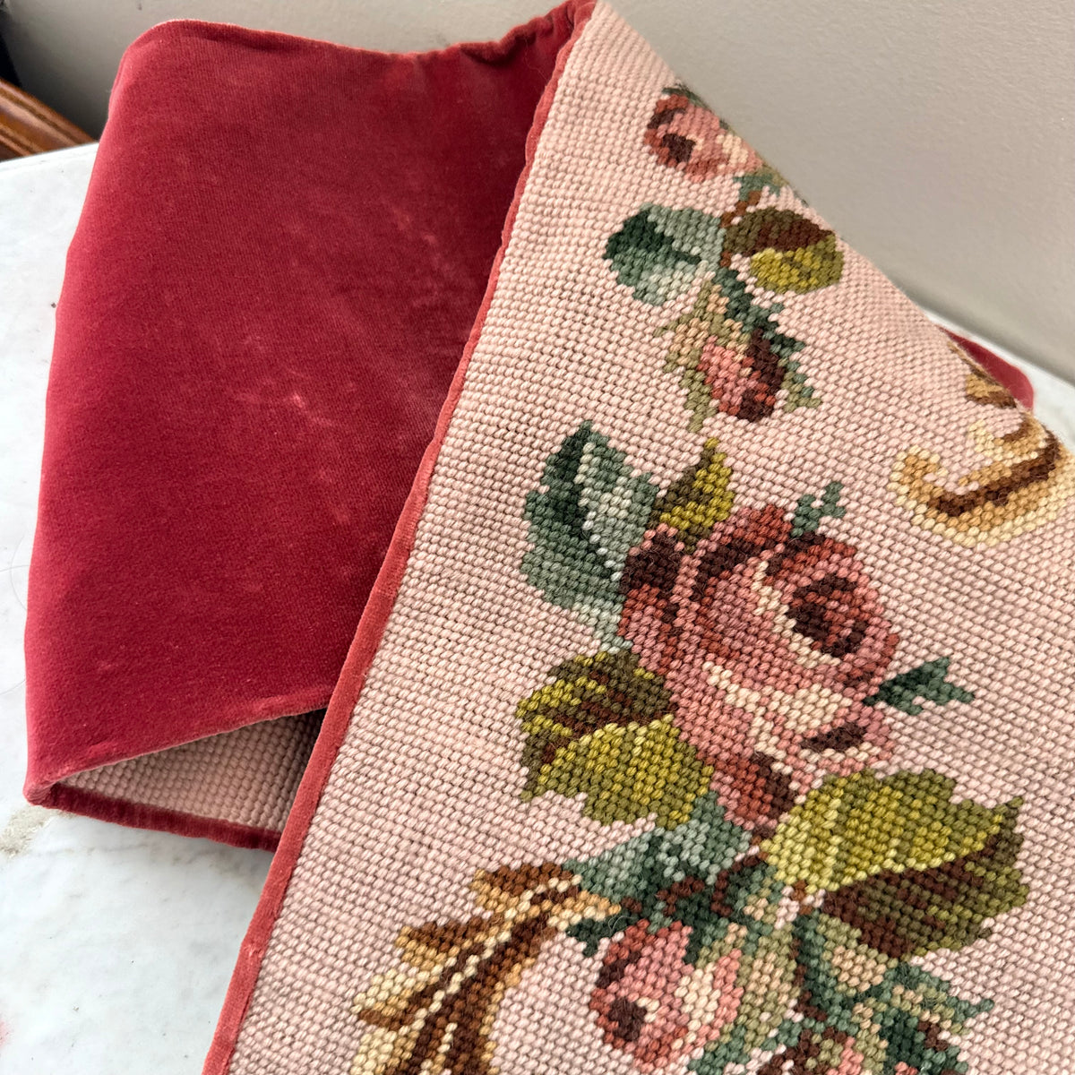 antique needlepoint bell pull