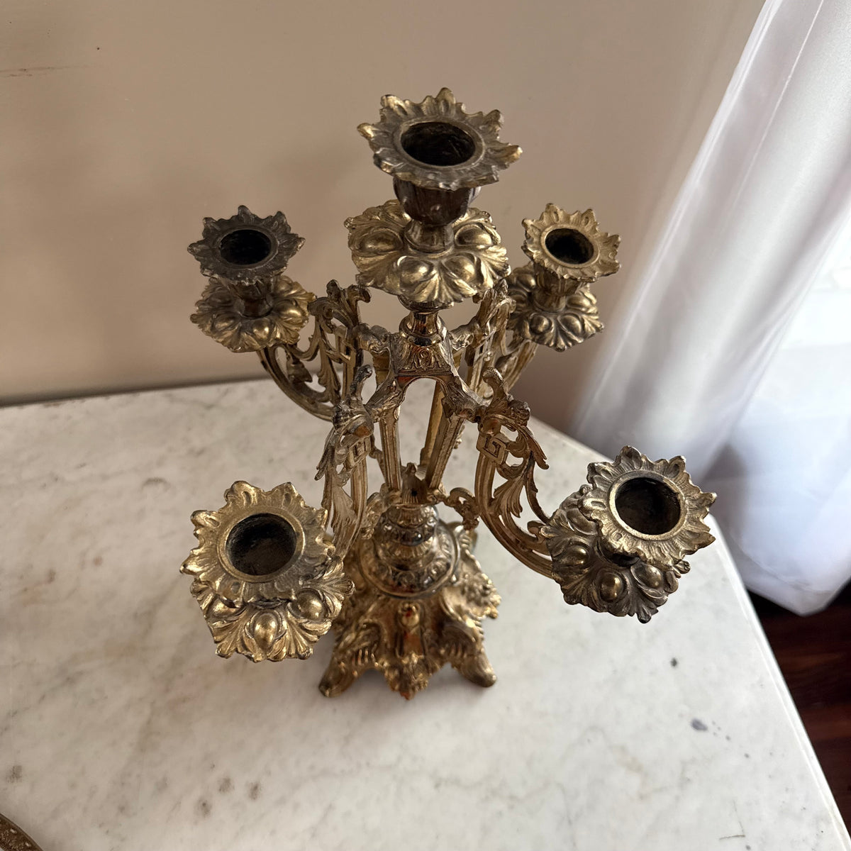 brass 5 arm candelabra