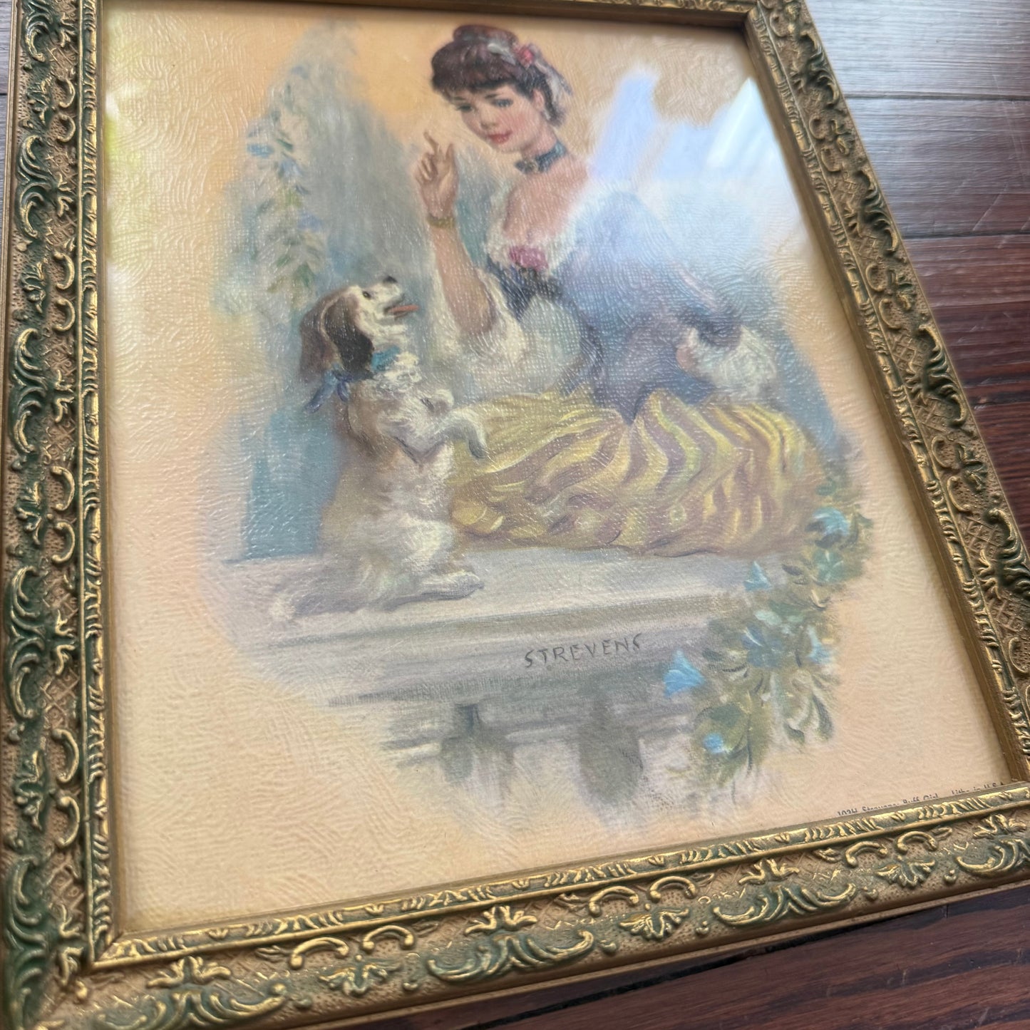 framed girl with dog print