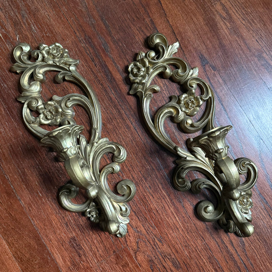 pair of floral wall sconces