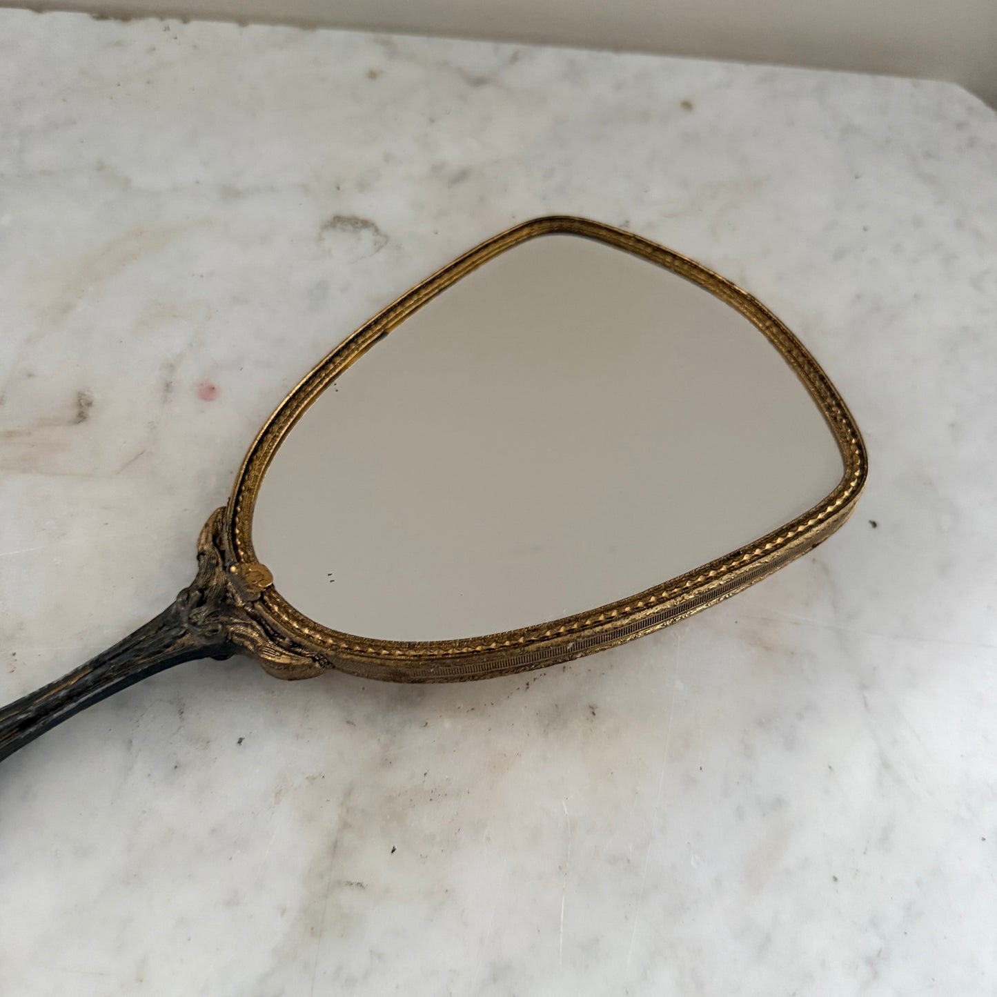 vintage gold floral hand mirror