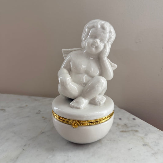 ceramic cherub jewelry holder