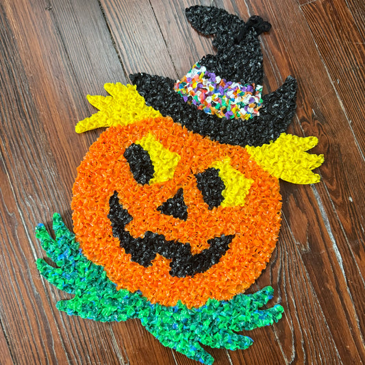 pumpkin glitter/popcorn plaque