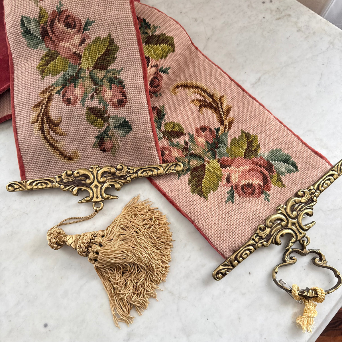antique needlepoint bell pull