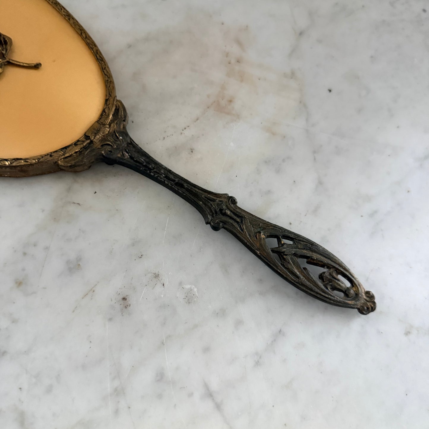 vintage gold floral hand mirror