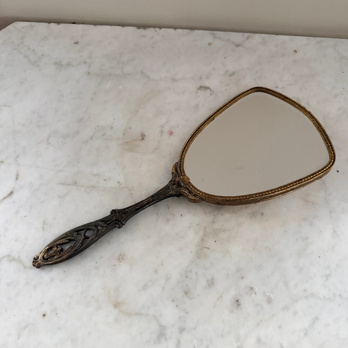 vintage gold floral hand mirror