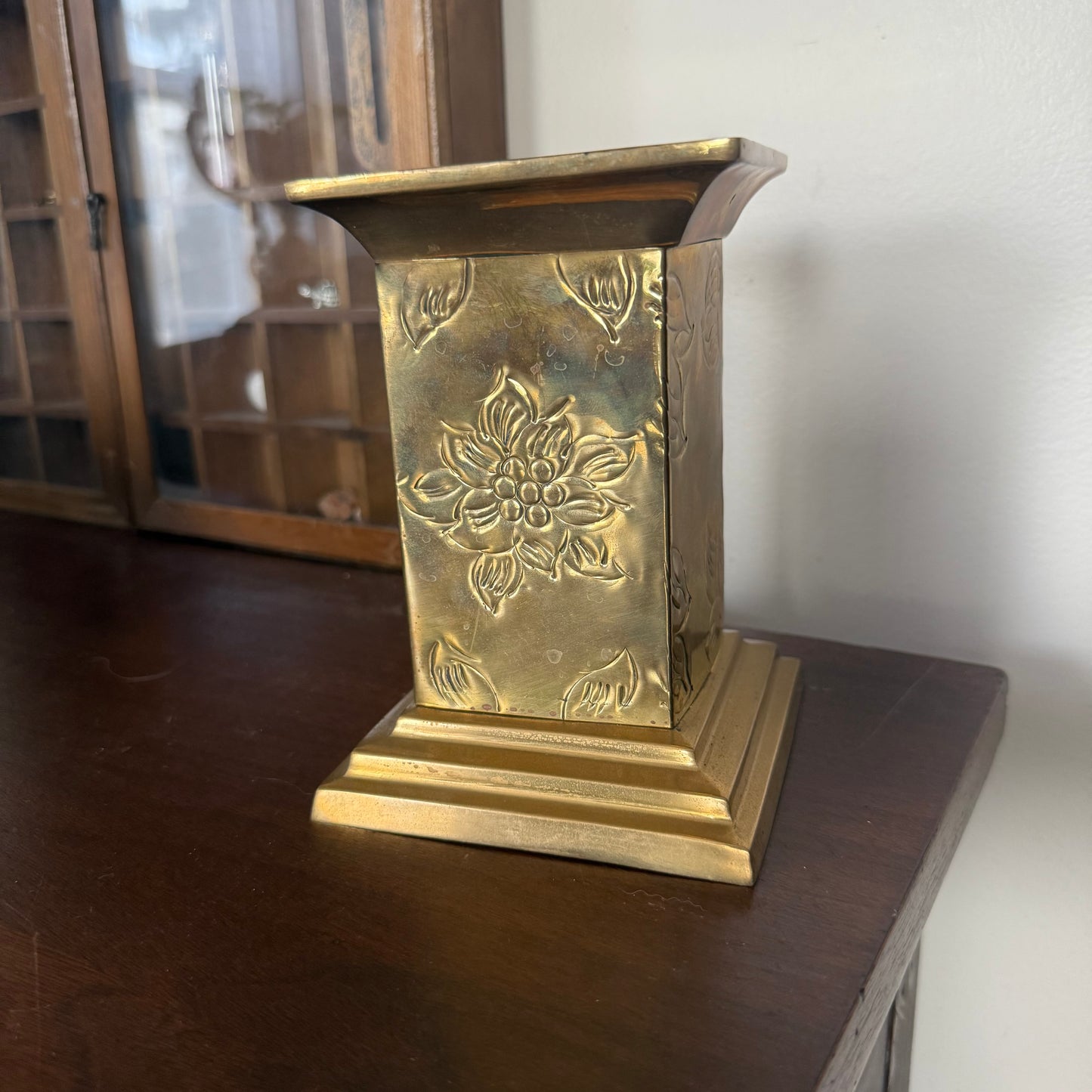 embossed brass pedestal