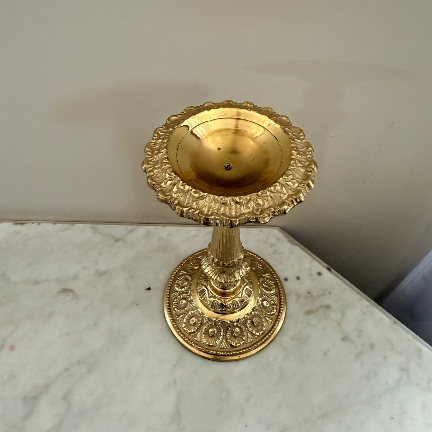 ornate brass pillar candle holder