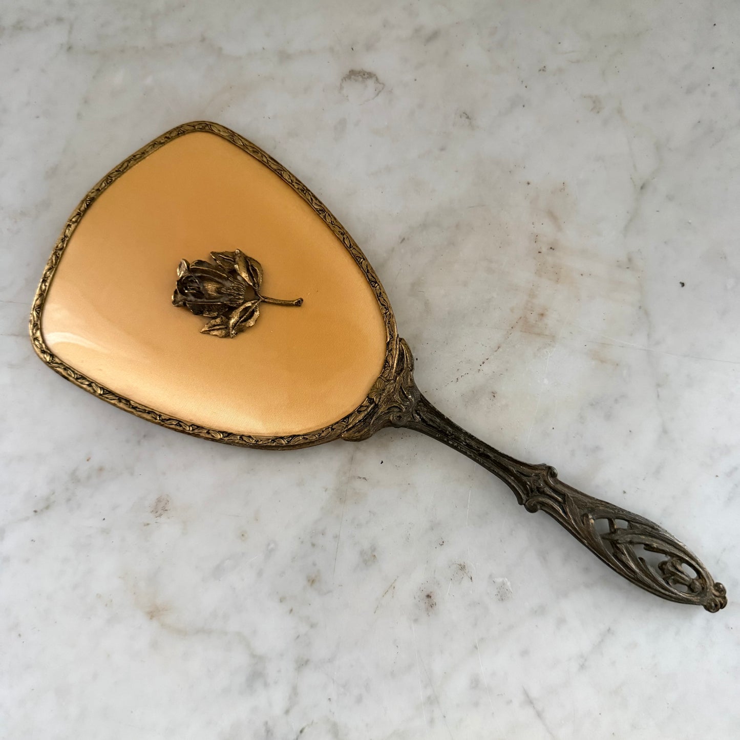 vintage gold floral hand mirror