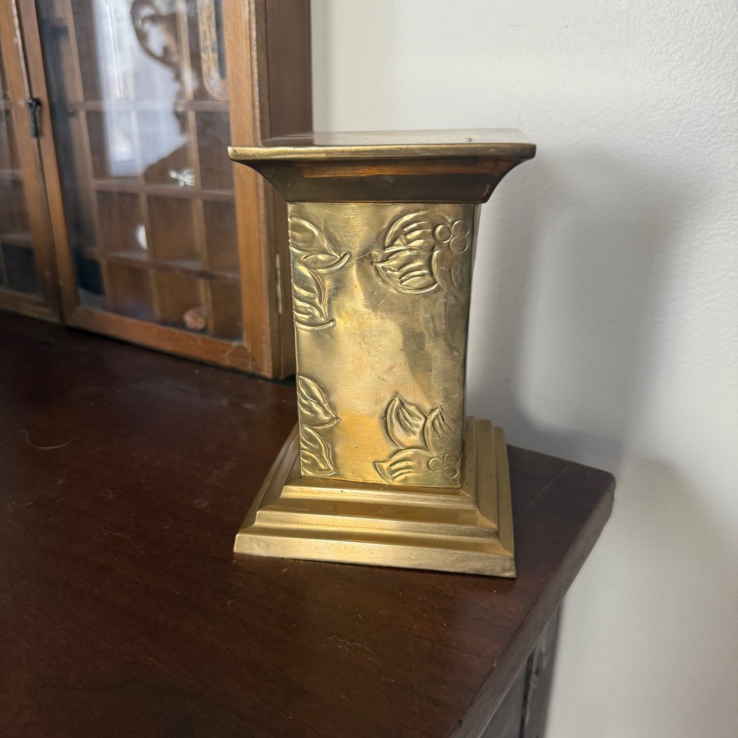 embossed brass pedestal