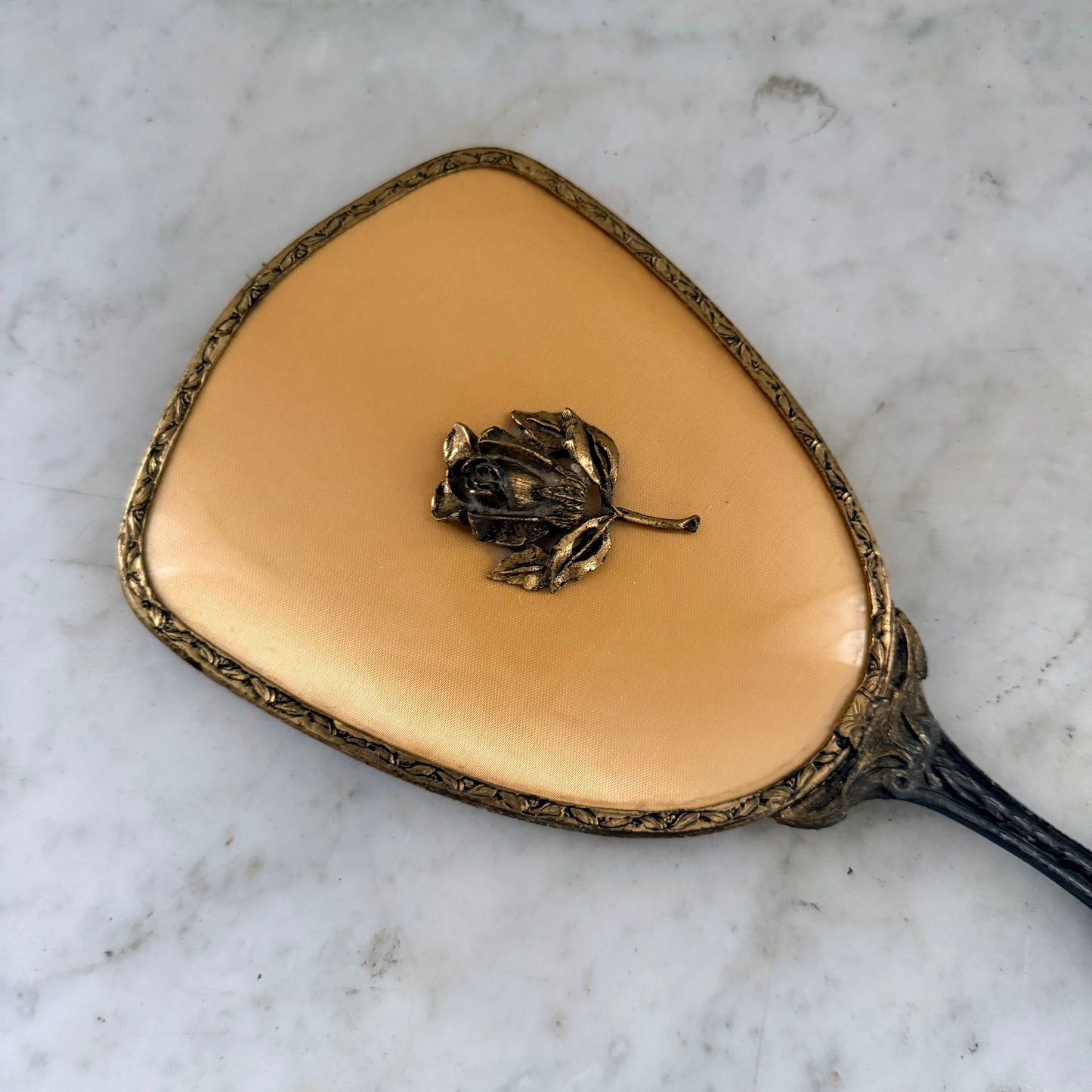 vintage gold floral hand mirror