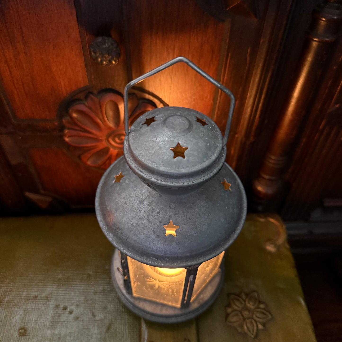 silver tea light lantern