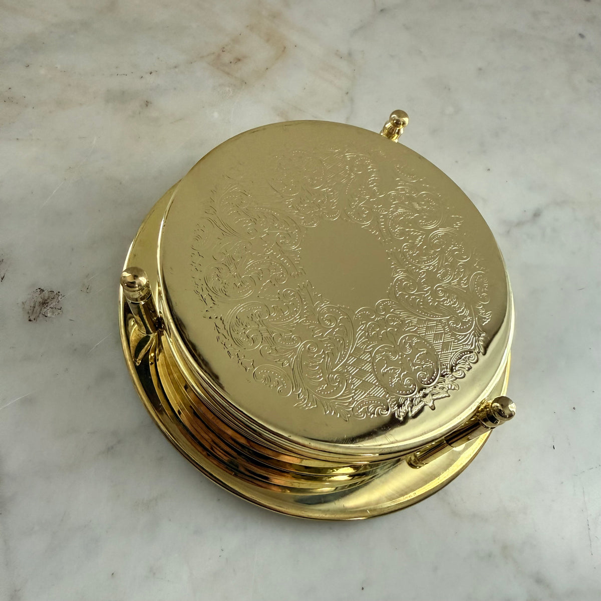 set of 6 brass coasters