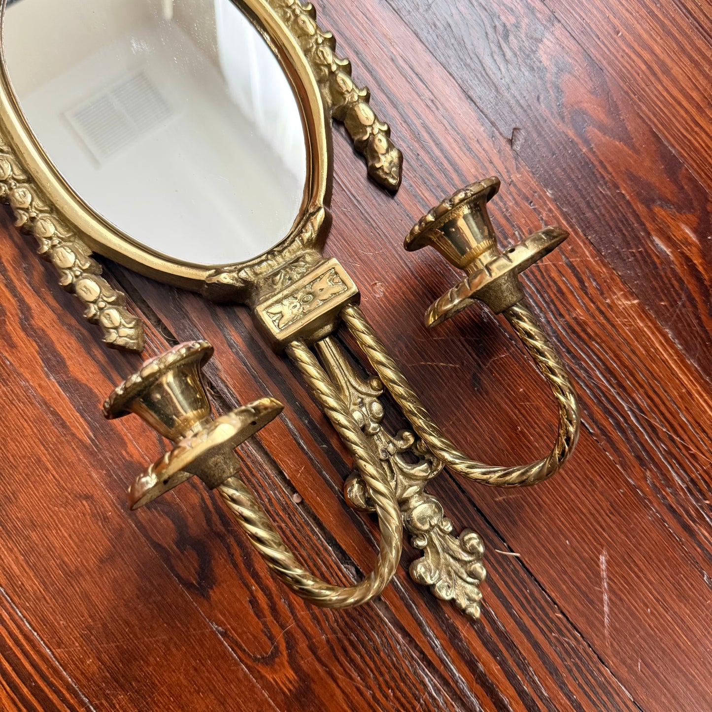 antique brass mirrored sconce