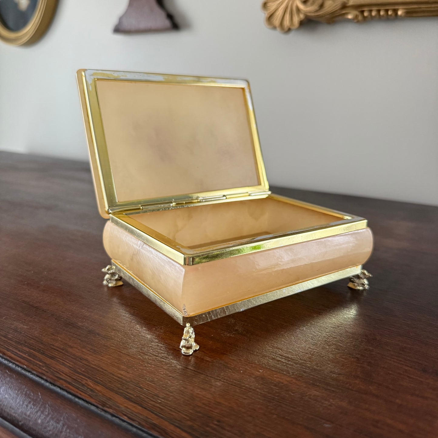 floral alabaster jewelry box