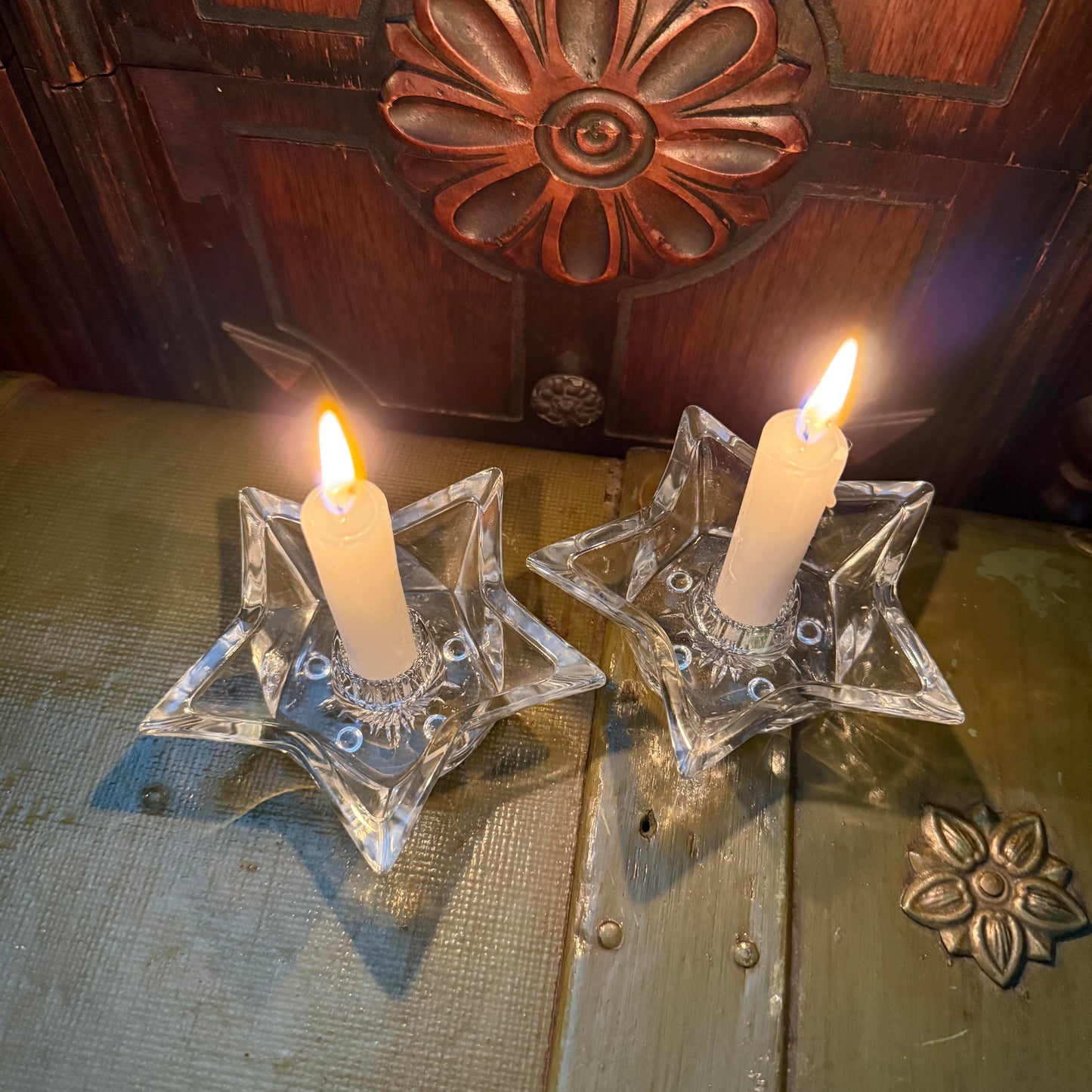 glass star candle holders