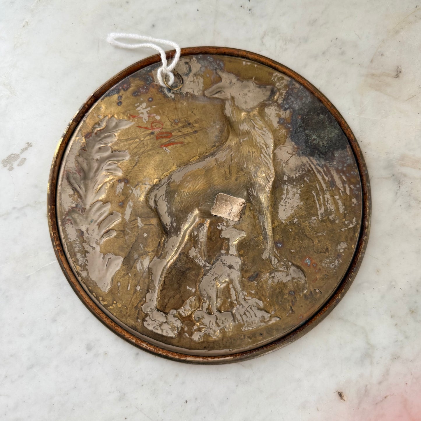 brass deer wall hanging plate