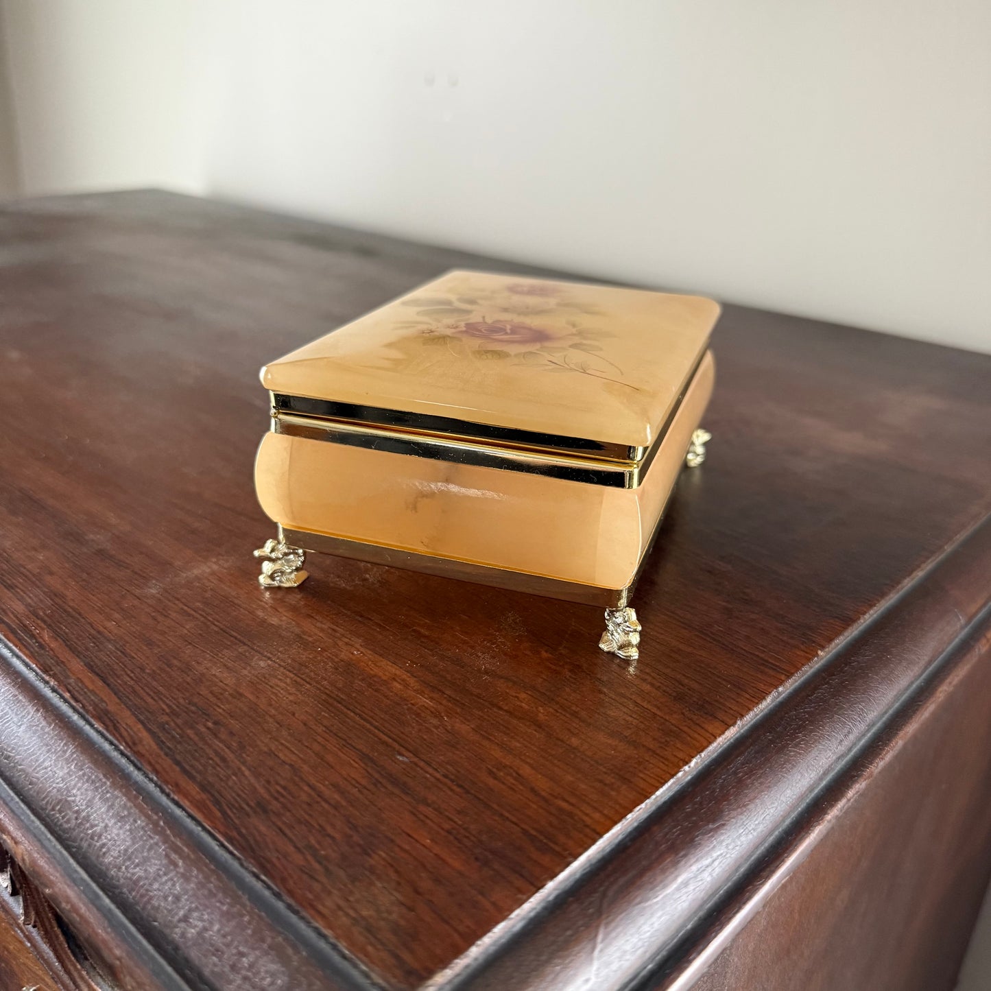 floral alabaster jewelry box