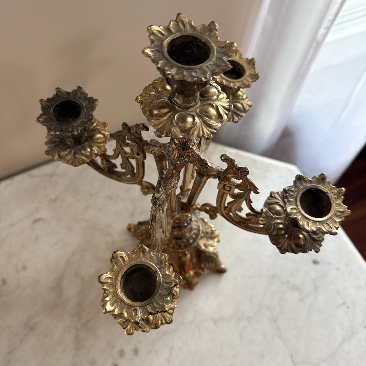 brass 5 arm candelabra