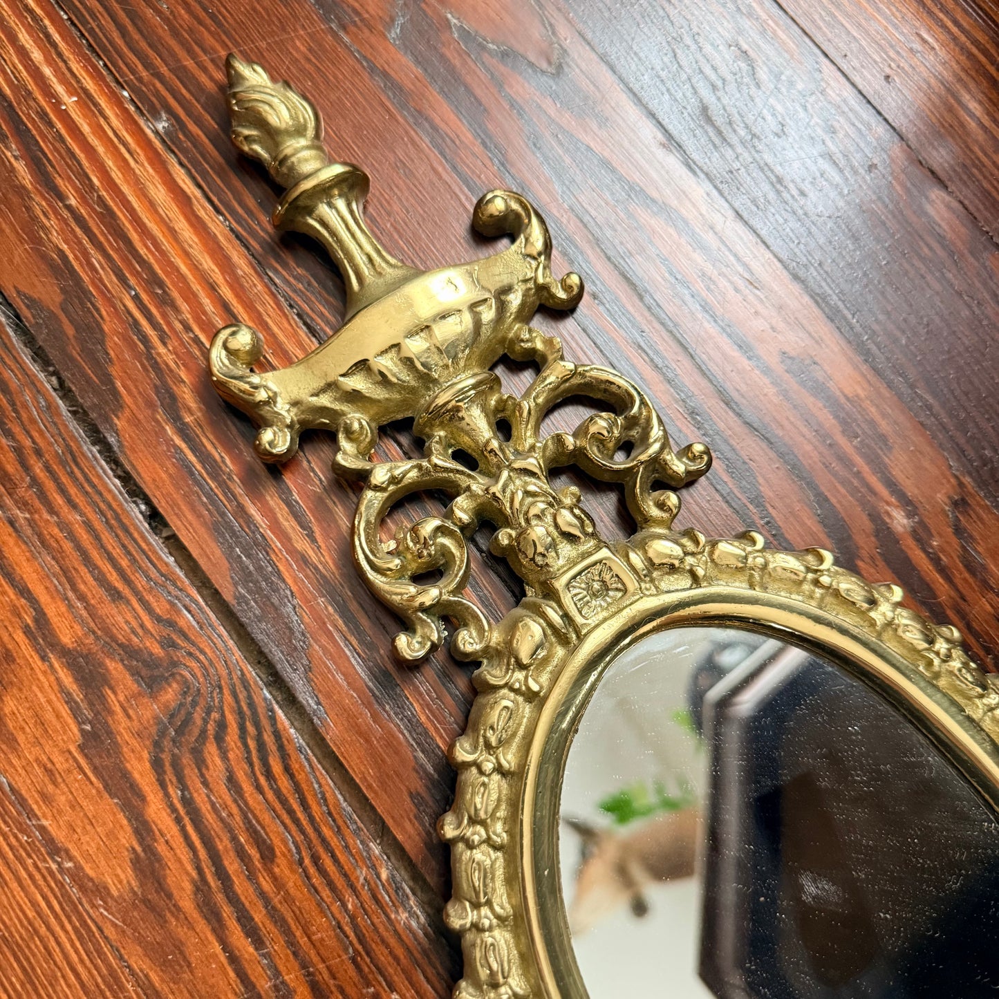 antique brass mirrored sconce