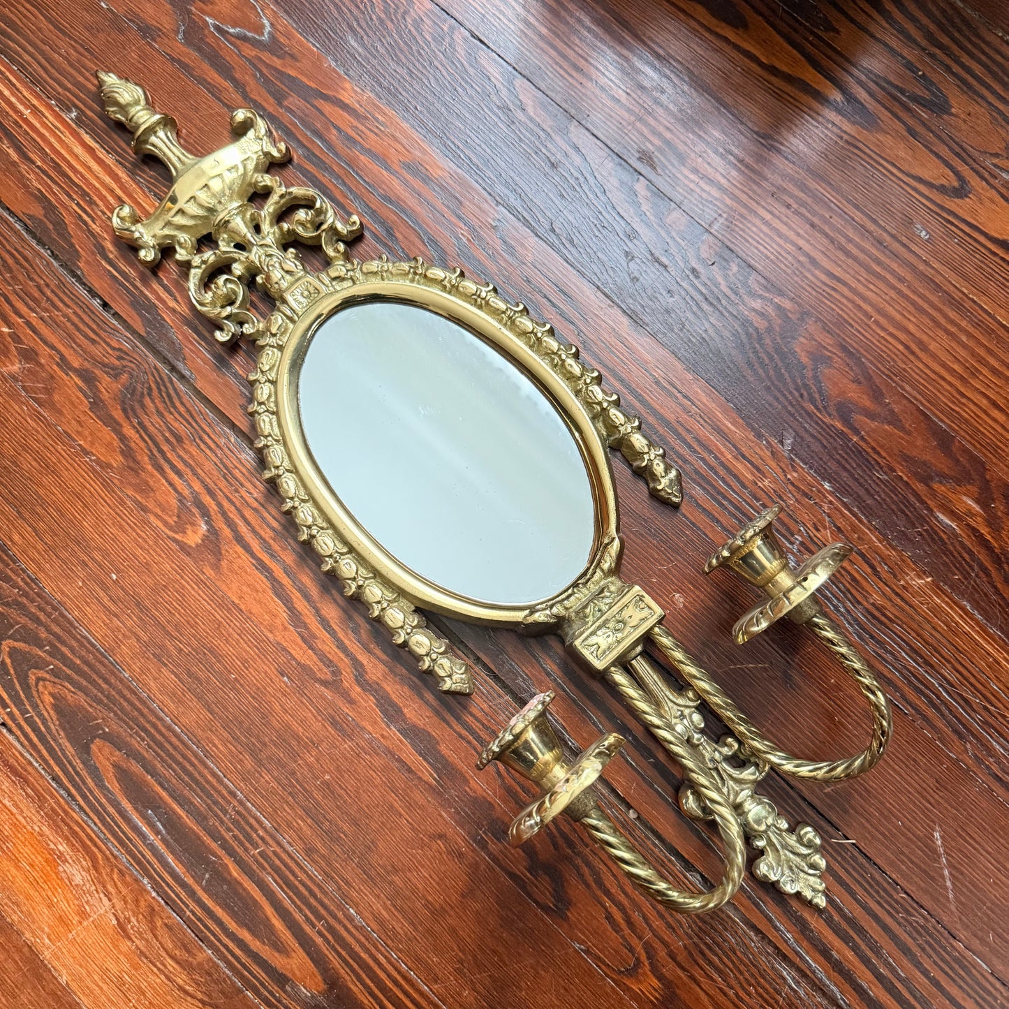 antique brass mirrored sconce