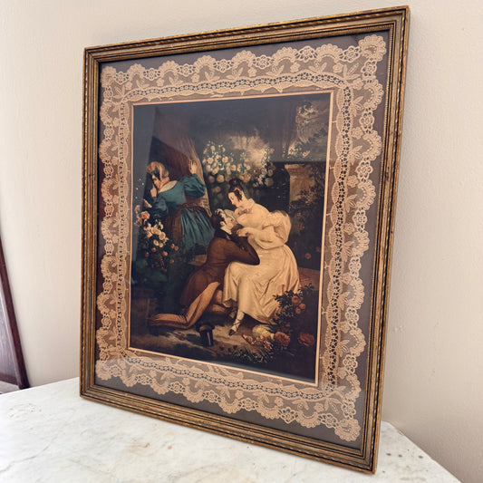 french print with lace mat