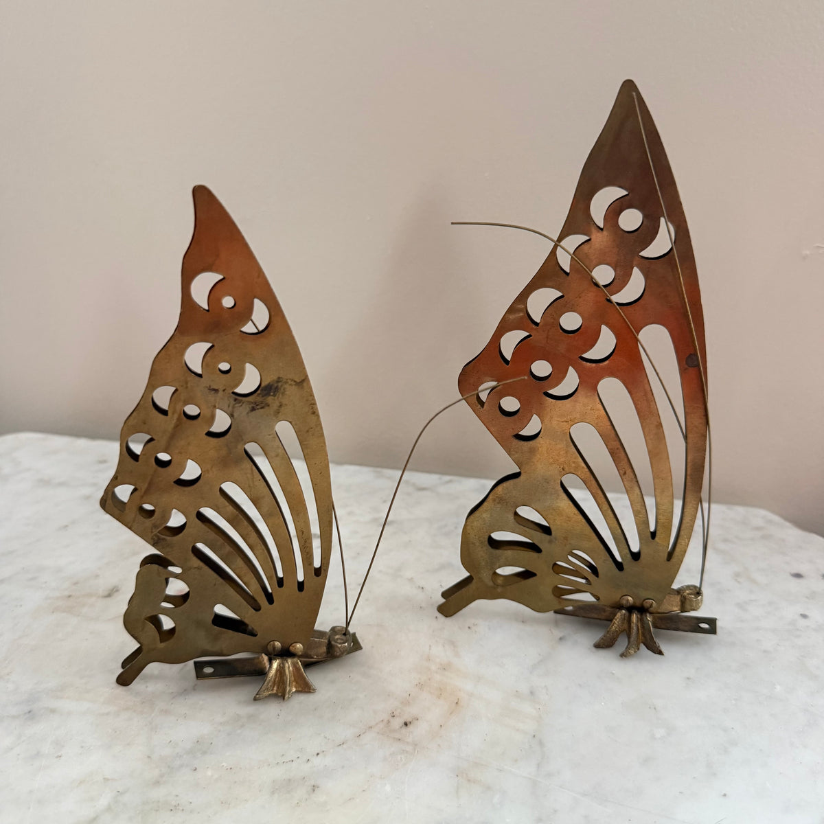 pair of brass butterflies