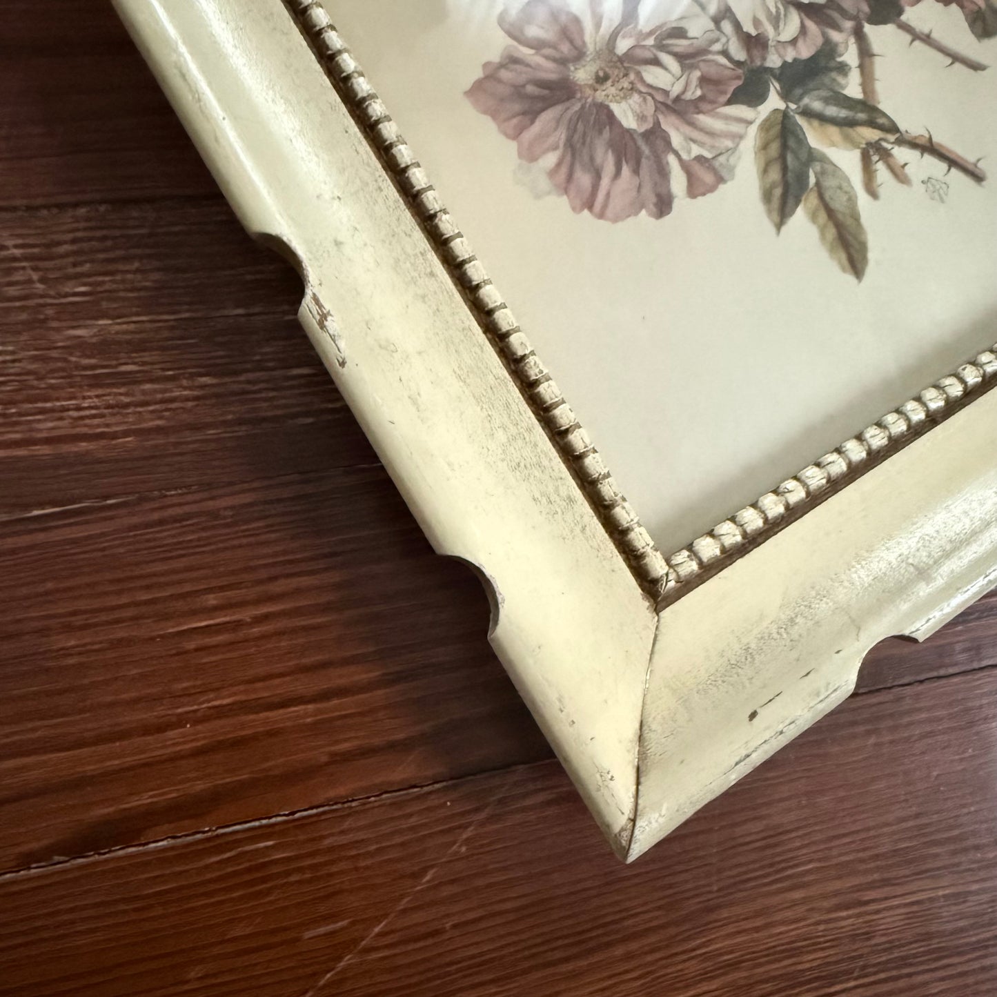 framed antique purple floral print