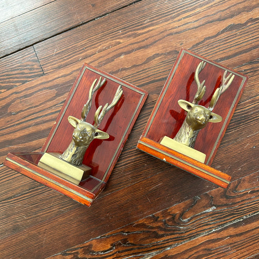 brass stag bookends