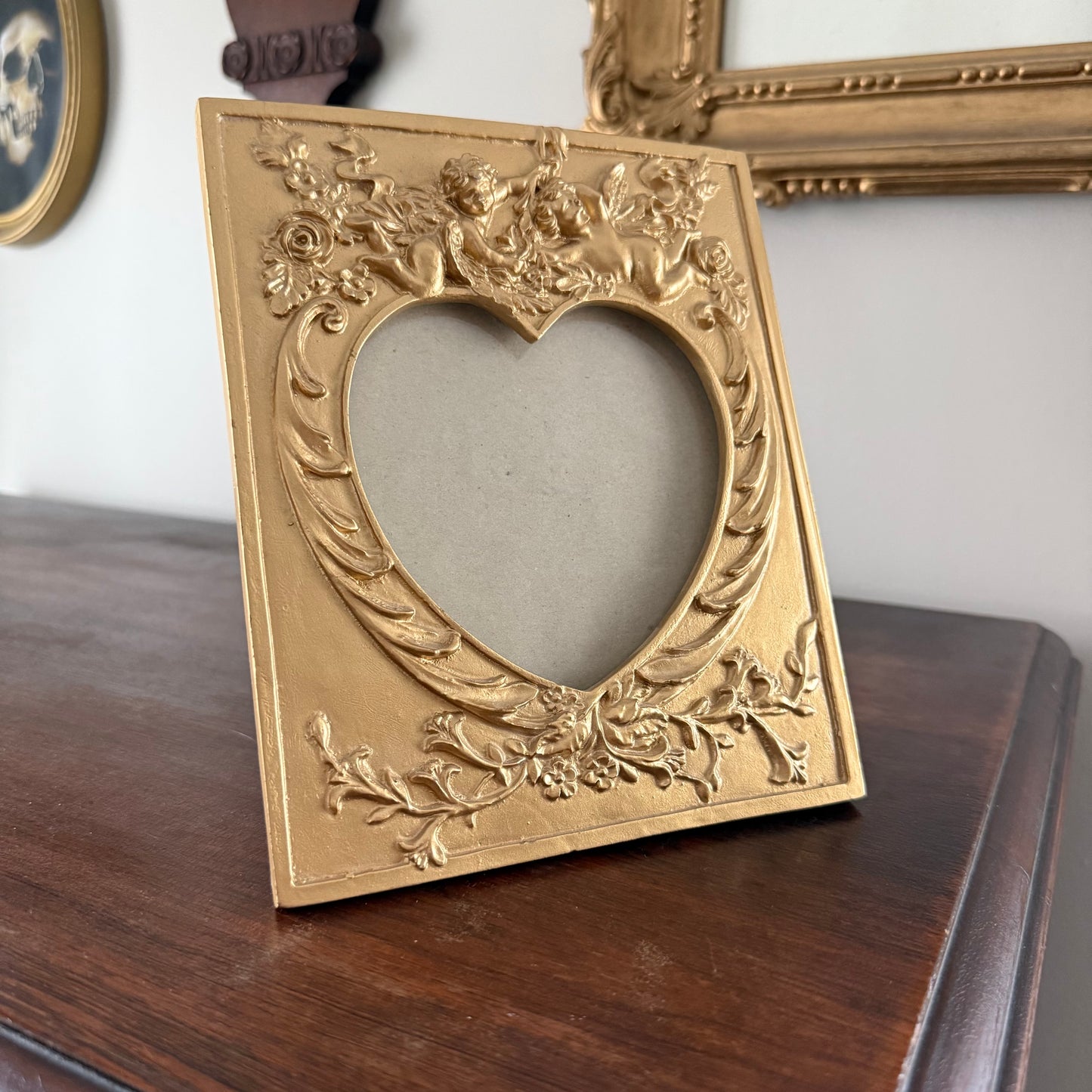 cherub heart cutout frame