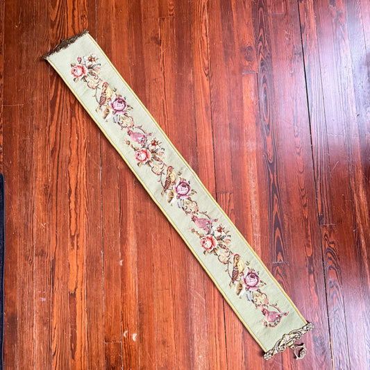 bird and flower needlepoint runner