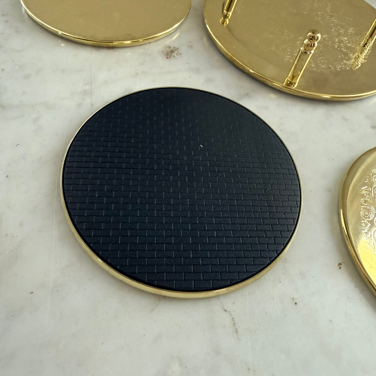 set of 6 brass coasters