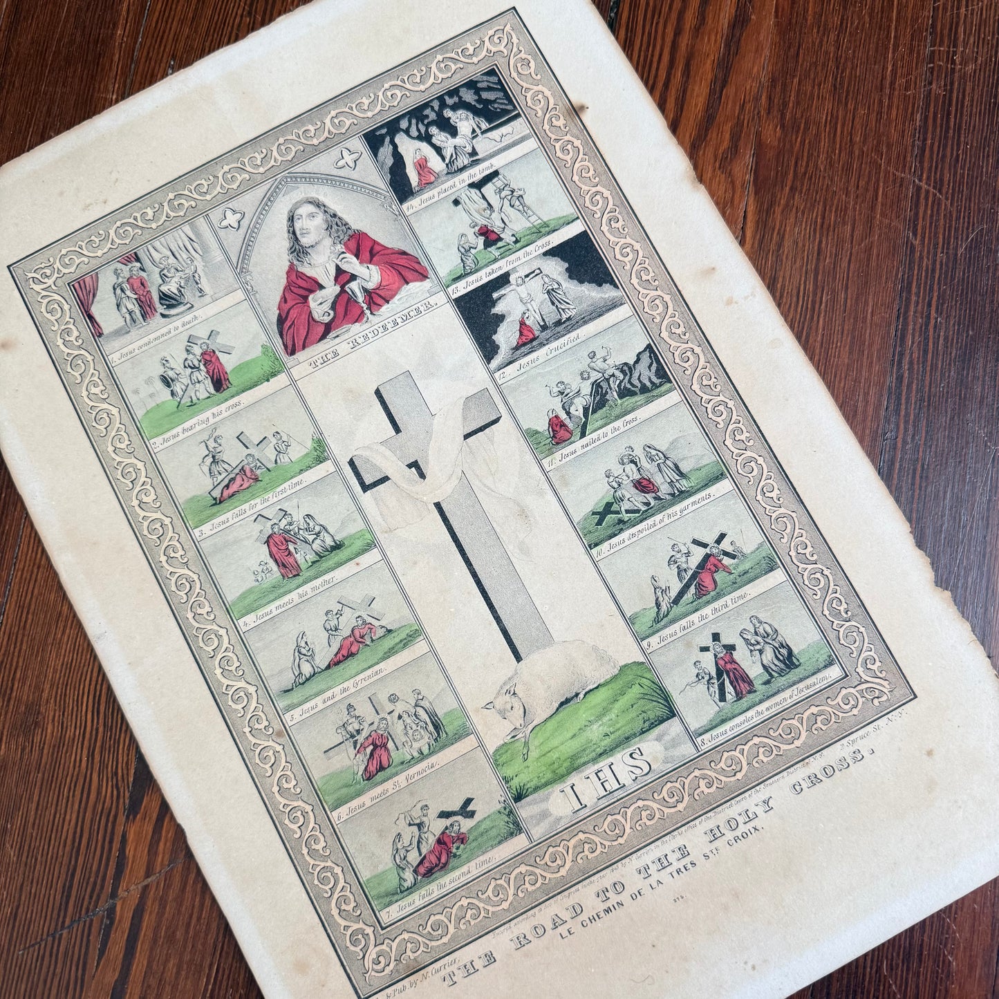 antique stations of the cross litho