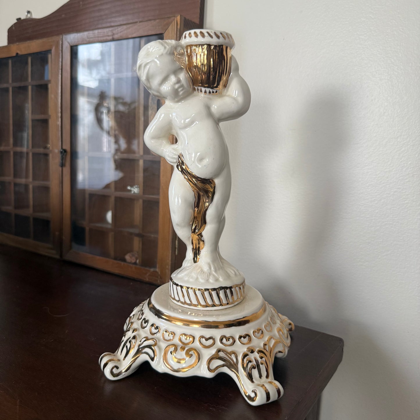 ceramic cherub candle holder