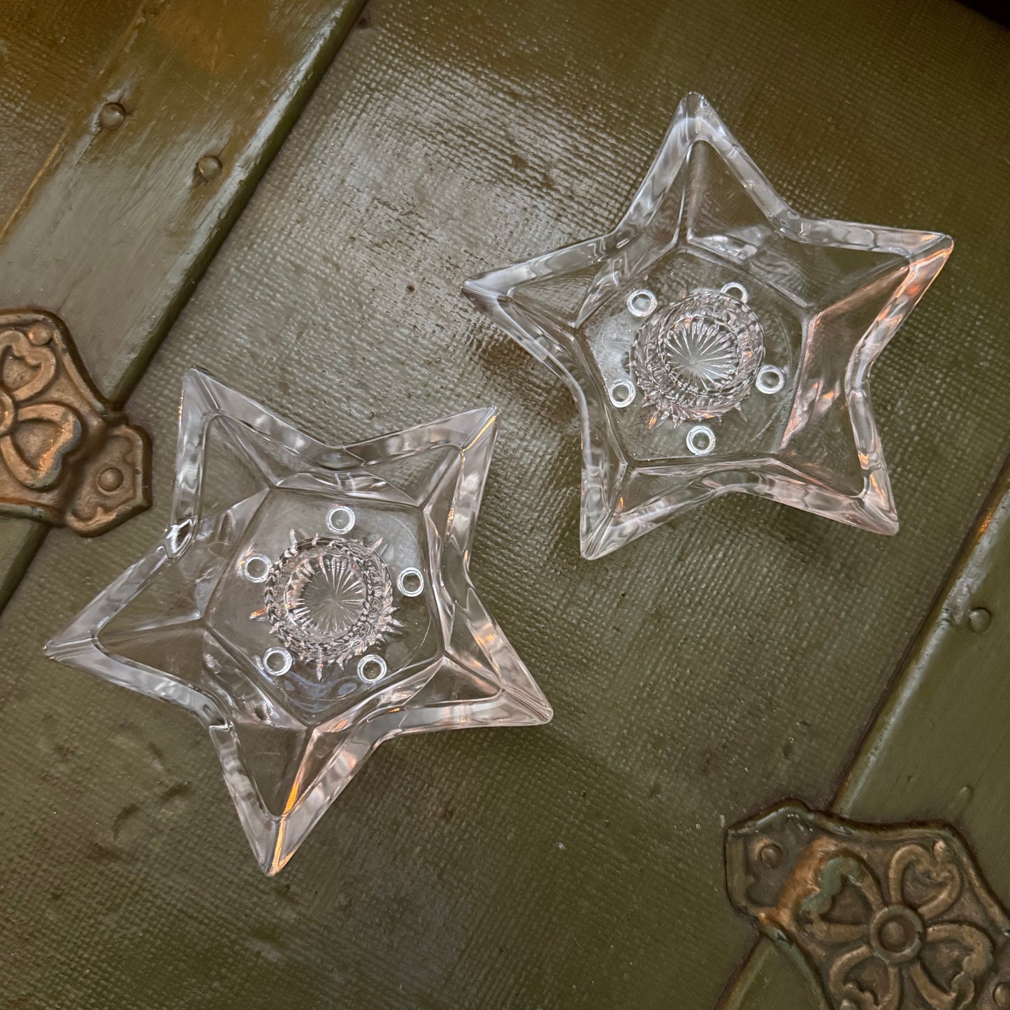 glass star candle holders