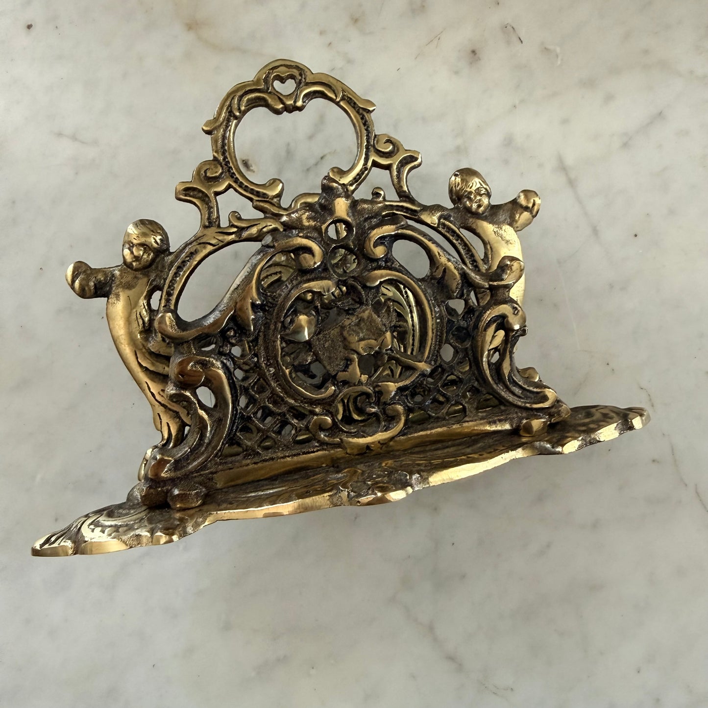 antique brass letter holder