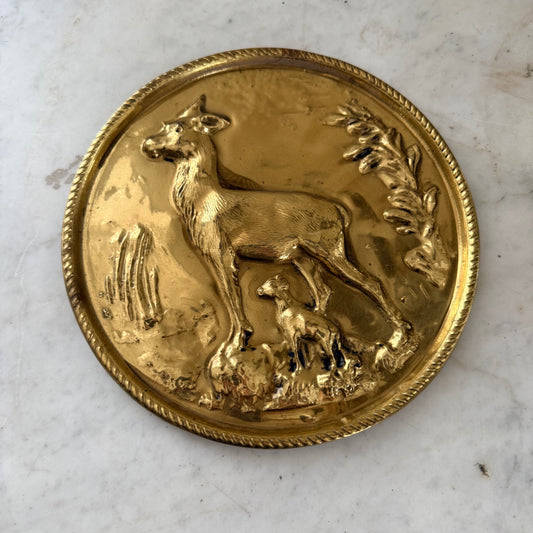 brass deer wall hanging plate