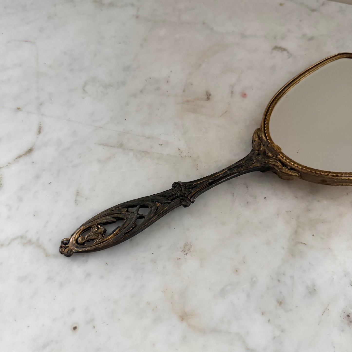 vintage gold floral hand mirror
