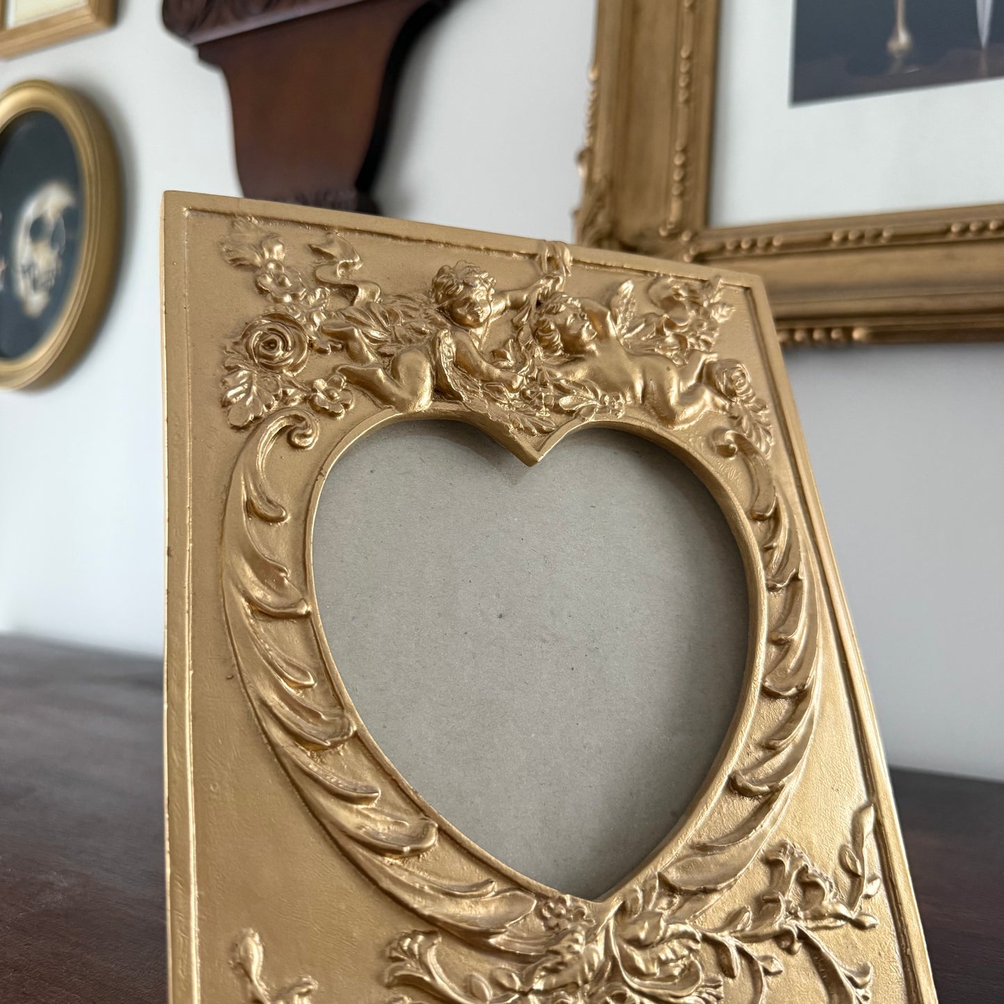 cherub heart cutout frame