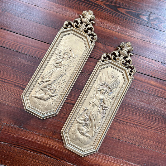 pair of gold goddess plaques